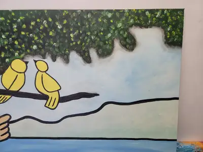 New | in-Stock FalconRestaurantSupply New Walmiru Original Faceless Painting on Canvas - Girl Birds 36" x 60" Estate & Personal Property Illinois US | Falcon Restaurant Supply #1376752