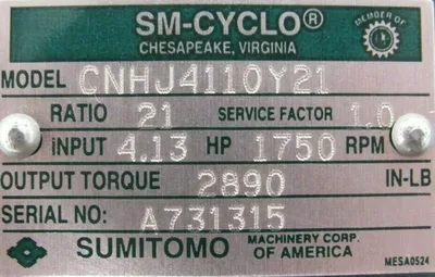NEW SUMITOMO CNHJ4110Y21 GEAR REDUCER 21:1