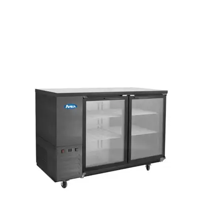 New | in-Stock Atosa New Atosa SBB59GGRAUS2 59" Back Bar Cooler w/ Glass Door Shallow Depth - Black Bottle Coolers Illinois US | Falcon Restaurant Supply #1375359