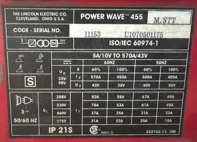USED LINCOLN POWER WAVE 455M/STT