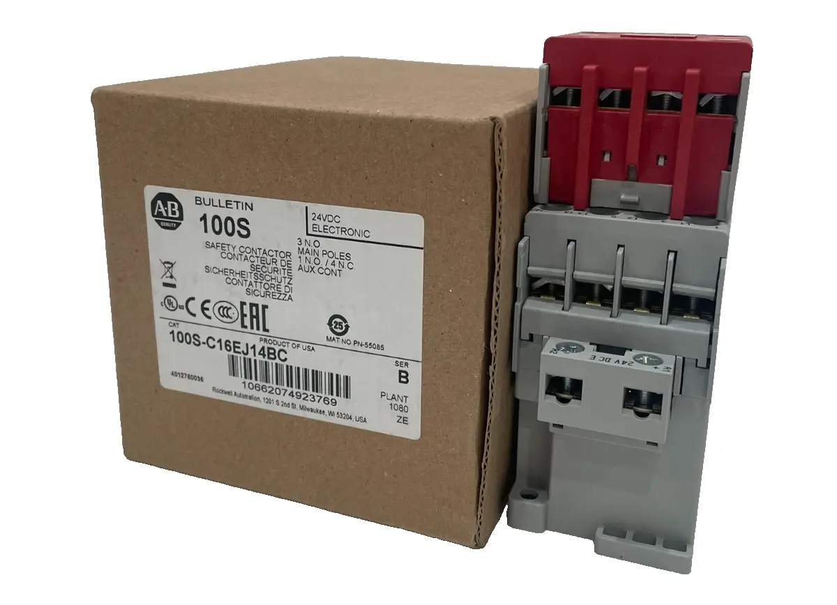 ALLEN BRADLEY 100S-C16EJ14BC SAFETY CONTACTOR SER. B 100SC16EJ14BC NEW, SURPLUS