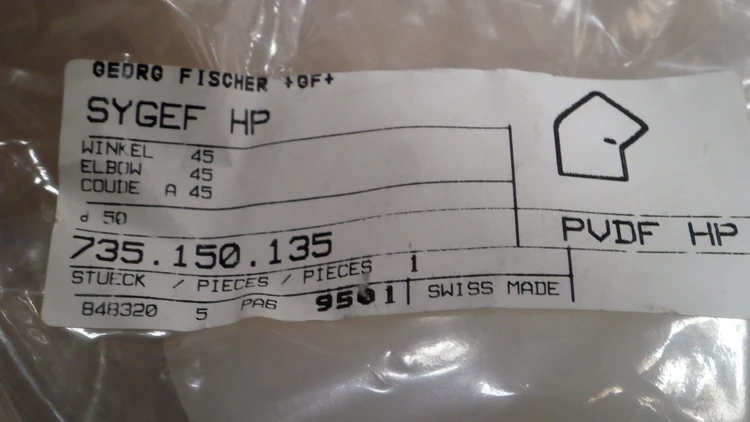New | in-Stock George Fischer 735.150.135 PVDF HP D73 X D50 45 DE Medical Equipment - Other Arizona US | ASSET CONVERSION SPECIALISTS, INC. #306862