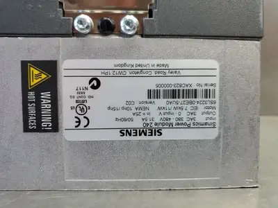 USED Siemens 6SL3224-0BE27-5UA0 SINAMICS Power Module 240 Drive, 15HP