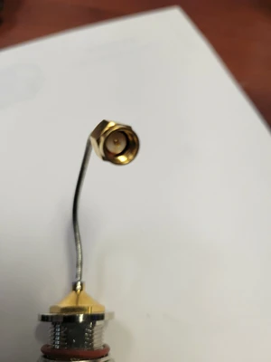 1  LOT OF 5 Gold   Male SMA to female N bulkhead connectors.