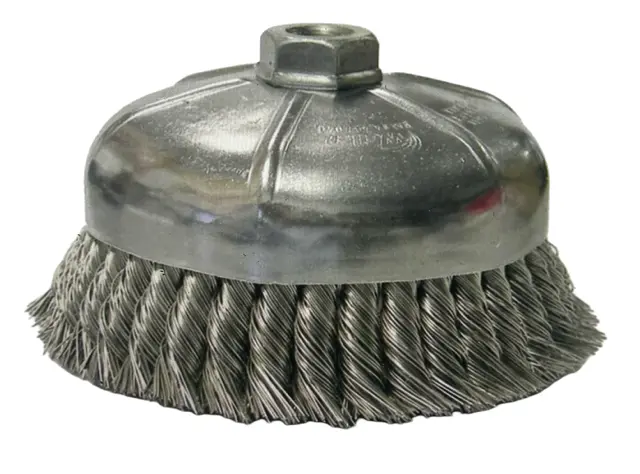 Weiler 6" Single Row Knot Wire Cup Brush .014 Stainless Steel 5/8-11 Arbor USA