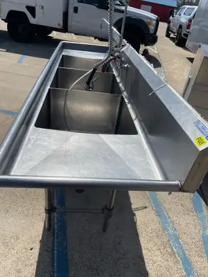 Used Falcon Restaurant Supply, Inc. Used 101" Stainless Steel 3 Compartment Sink - FG5 - SS344 Sinks Illinois US | Falcon Restaurant Supply #1374843
