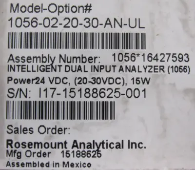 NEW ROSEMOUNT 1056-02-20-30-AN-UL LIQUID ANALYZER 1056022030ANUL