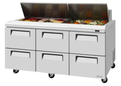 Turbo Air TST-72SD-D6-N 72 5/8" Super Deluxe Mega Top Sandwich/Salad Prep Table w/ Refrigerated Base, 115v