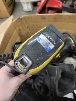 Box of Used Industrial Barcode Scanners and Automotive Parts