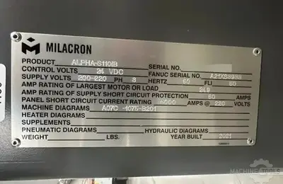 USED 2021 CINCINNATI MILACRON ALPHA-S110IB