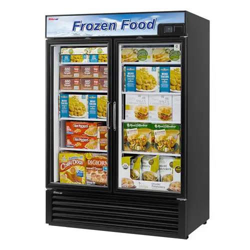 Turbo Air TGF-49FB-N 54 3/8" Two Section Display Freezer w/ Swing Doors - Bottom Mount Compressor, Black, 115v