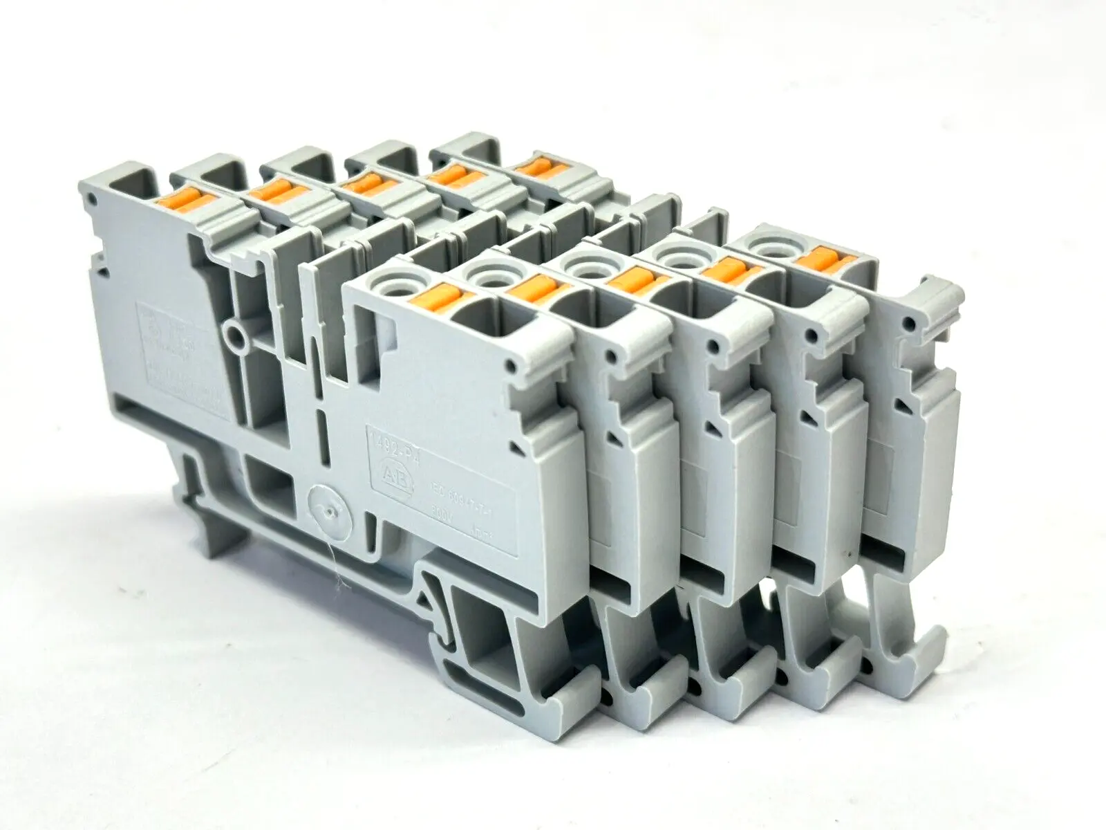 1492-P4 | Allen Bradley  Terminal Block Push-In Feed-Through Light Grey LOT OF 5 - Used