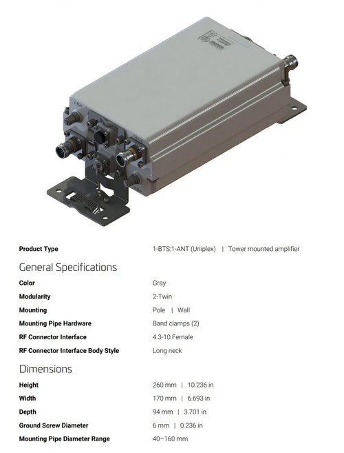 CommScope TMAT19-11-43 E14R00P1300 Tower Mounted Amplifier, Twin PCS with AISG [New]