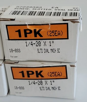 *NEW IN BOXES* LOT OF 100 18-8SS Sltd Oval Mach Sc 1/4-20x1" + Warranty!