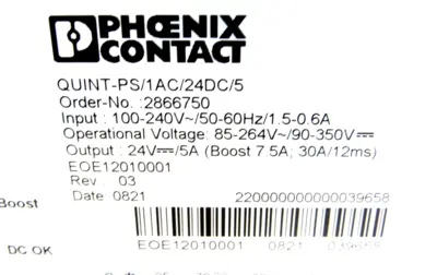NEW PHOENIX CONTACT QUINT-PS/1AC/24DC/5 POWER SUPPLY 2866750 QUINTPS1AC24DC5