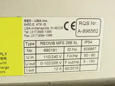 REO USA REOVIB MFS 268 Vibratory Conveyor Frequency Converter 115/230V 50/60Hz