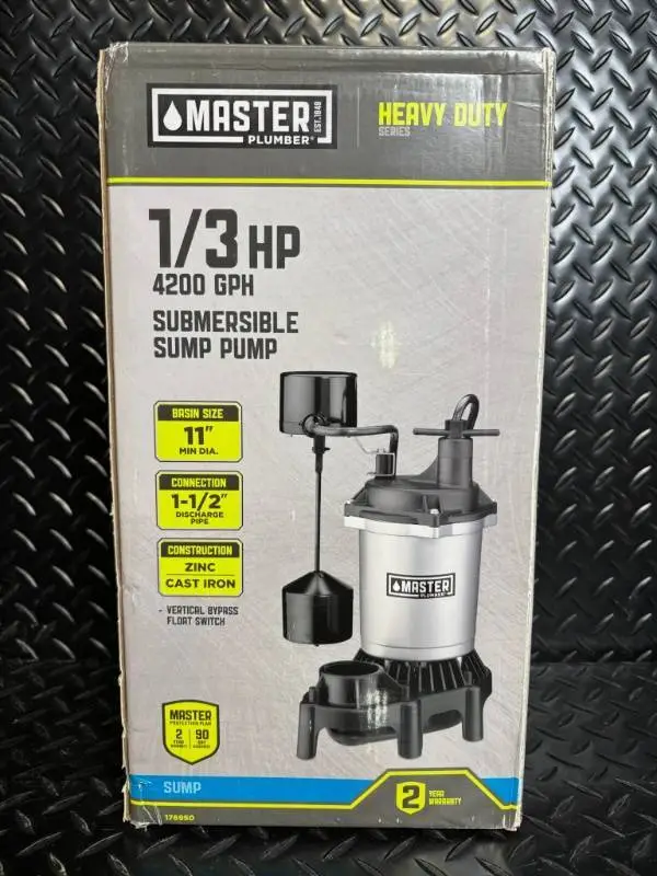 Master Plumber 1/3 HP Submersible Sump Pump - Heavy Duty Series - 4200 GPH