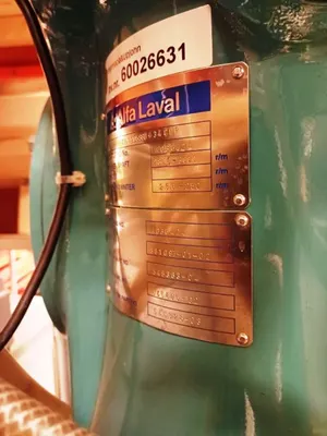 Alfa-Laval BTPX 205 SGD-34CDP clarifier centrifuge skid, 316L SS.