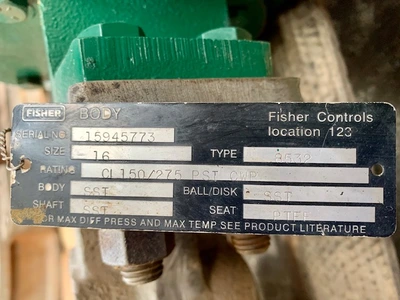 Fisher 16"-150# Butterfly Valve Type 8532 Stainless