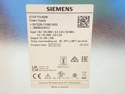 USED SIEMENS SITOP PSU6200 STABILIZED POWER SUPPLY 24V/ 10A