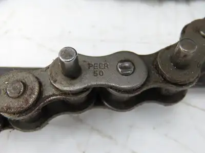 Peer 50R X100FT SP D-1 E2PIN Roller Chain #50 Riveted 25' Reel D-1 Attachment