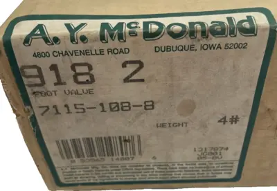 NEW A.Y. MCDONALD 7115-108-8 POPPET FOOT VALVE 918-2 71151088