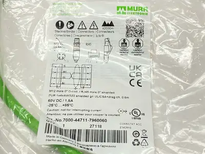 New | in-Stock Murr Elektronik Ethernet Cordset M12 4-Pin x RJ45 0.6m PLC Ethernet Equipment Michigan US | Maverick Industrial Sales #1487733