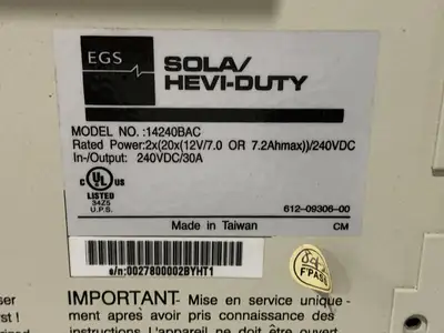 Used SOLA/HEVI-DUTY 14240BAC Miscellaneous MRO Michigan US | Maverick Industrial Sales #1394474