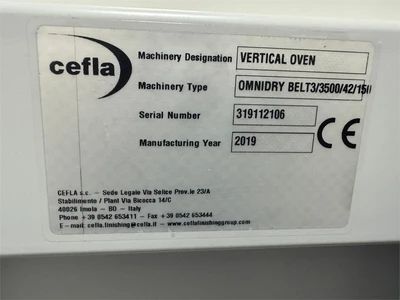 USED 2019 CEFLA OMNIDRY BELT3/3500/42/150 & TB 2V-4000