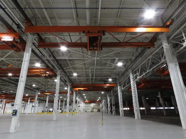 Cleveland Tramrail P&H 10 Ton Double Girder Underhung Bridge Crane 43' Span