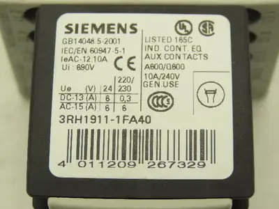 Siemens 3RT1016-1BB42 Motor Starter 1&3PH 7.5HP 575VAC 24VDC Coil Lot Of 8