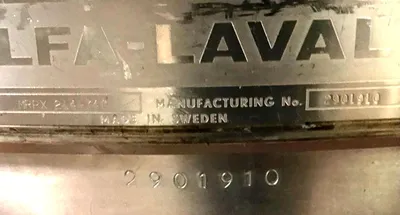 Alfa-Laval MRPX 214 TGV-74 warm milk separator, 316SS.