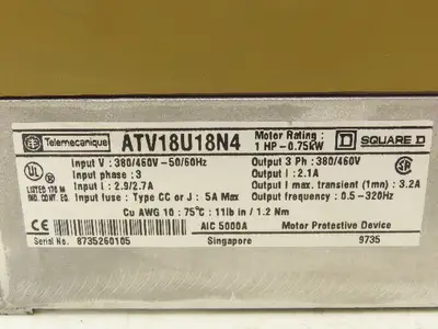 Square D Telemecanique ATV18U18N4 Variable AC Drive VFD 1Hp 460V 3PH Lot of 6