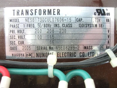 USED NAGOYA NANOME ELECTRIC NESB1730CUL07606-15