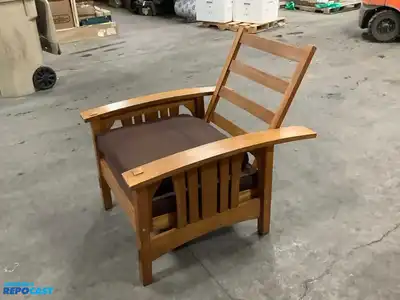 European style wood chair with adjustable back and cushions