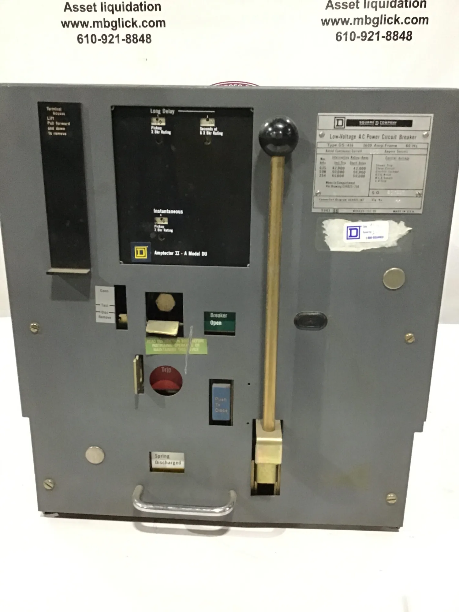 Square D DS-416 Low Voltage AC Power Circuit Breaker 1600 Amp