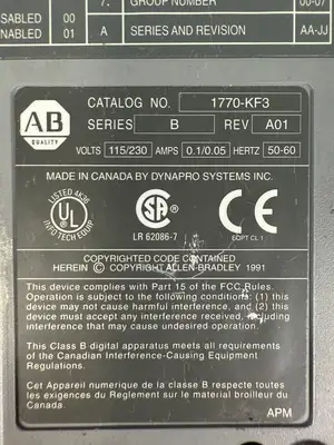 Allen Bradley 1770-KF3 /B Rev.A01 115-230V 0.1/0.05 A Dh-485 (6.3.3)
