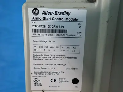 USED ALLENBRADLEY 280DF12Z10CGRW3P1