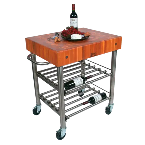 John Boos CHY-CUCD15WC Cucina D' Amico Wine Cart w/ Cherry Top, 30 x 24" x 35" H