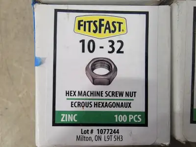 10-32 Hex Machine Screw Nut (Lot of 5)