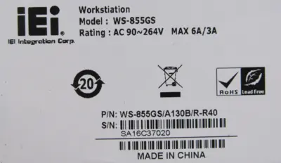 NEW IEI INTEGRATION CORP WS-855GS OPERATOR INTERFACE WS-855GS/A130B/R-R40