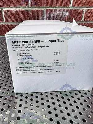USED BOX OF 10 - ART 2769-HR SOFTFIT-L FILTERED PIPETTE TIPS IN HINGED RACKS 200 ΜL