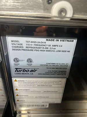 Used Turbo Air Used 60" Turbo Air TST-60SD-24-D4-N 4 Drawer Refrigerated Prep Table 120V - WO1 Food Prep Tables Illinois US | Falcon Restaurant Supply #1375243