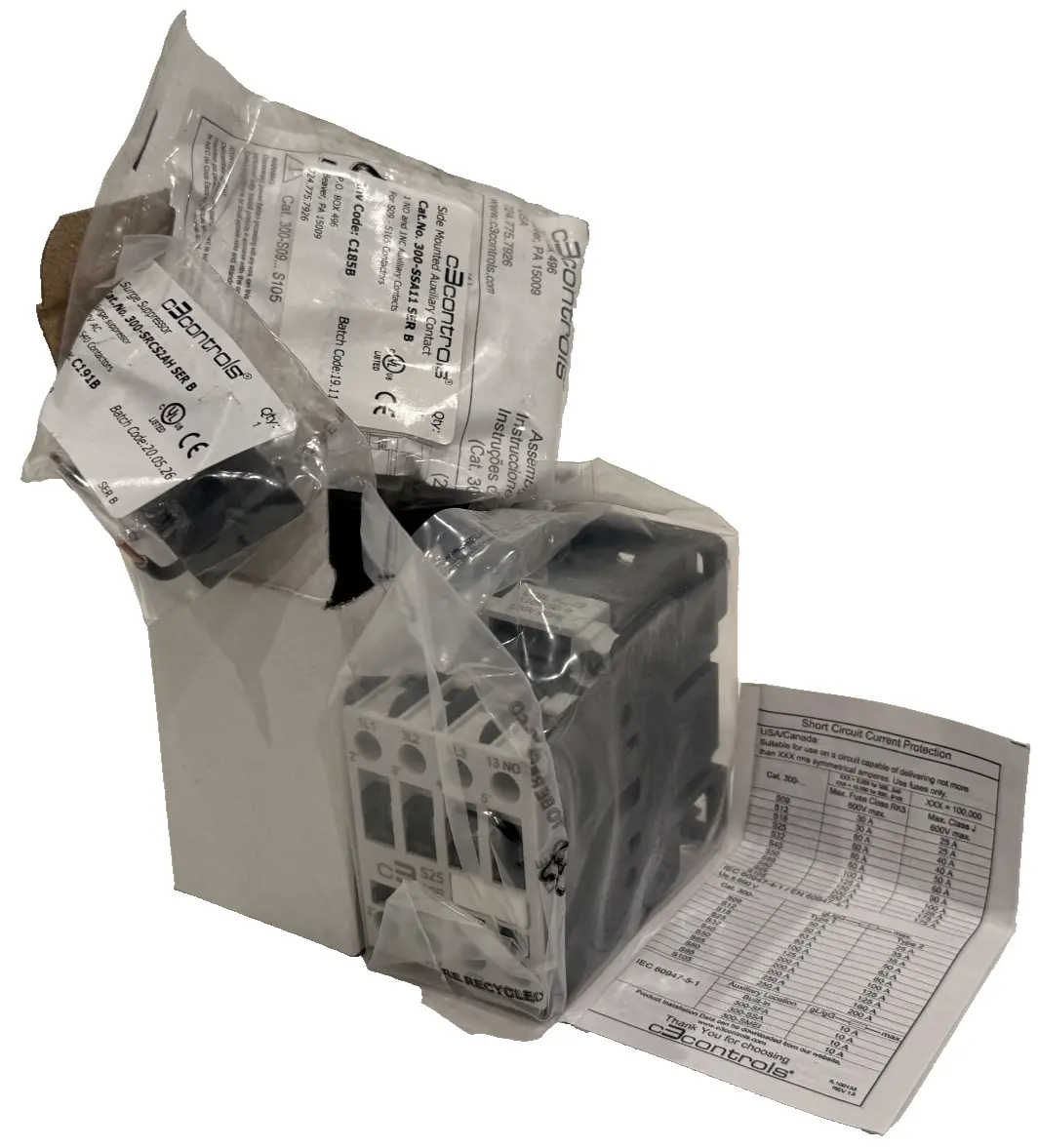 NEW C3CONTROLS 300-S25N30D10 NONREVERSING CONTACTOR SER.B W/ EXTRAS 300S25N30D10