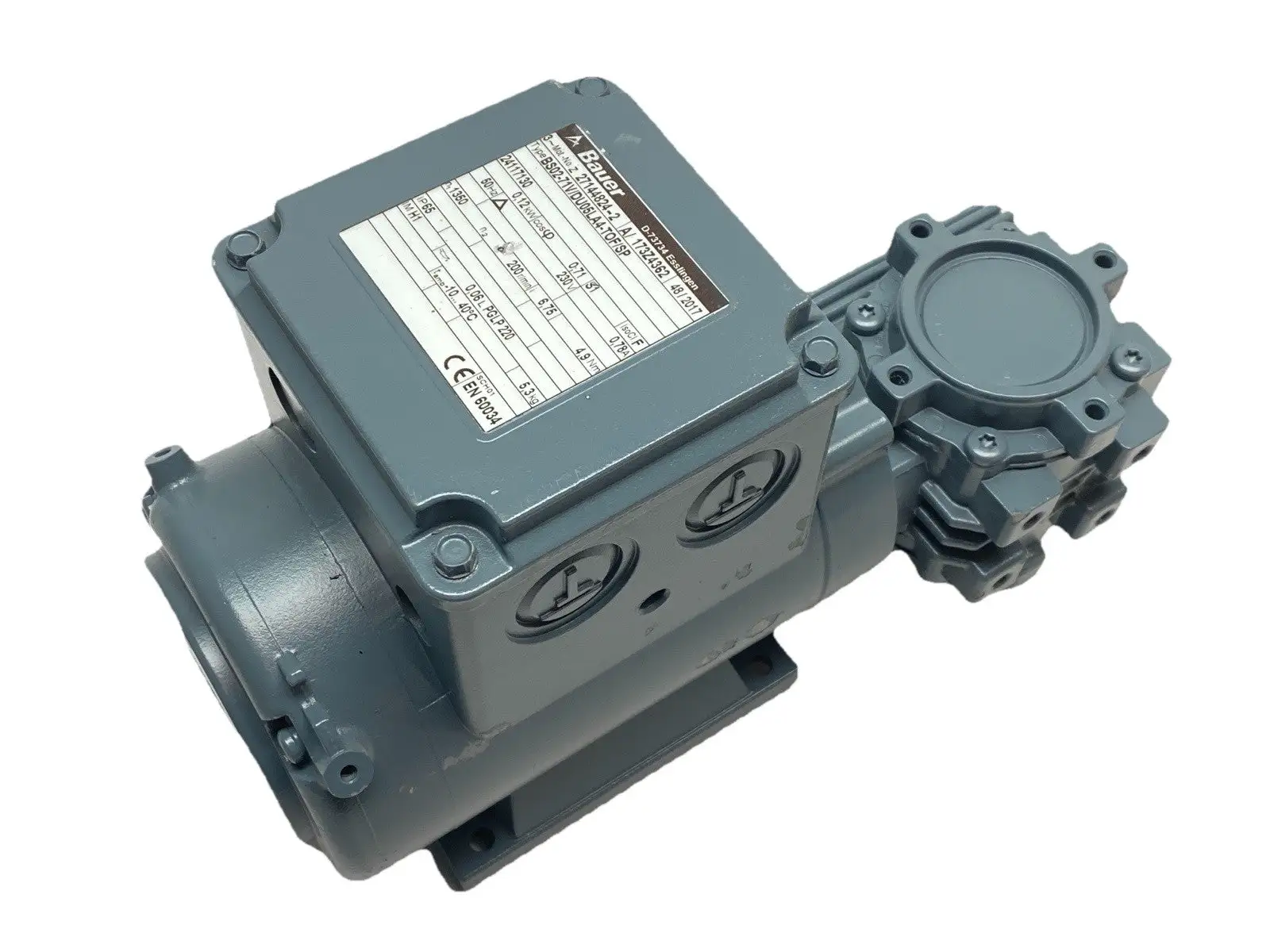 New | in-Stock Bauer Gear Motor 200RPM 0.12kW 6.75:1 Ratio 27144824-2 Gearmotors Michigan US | Maverick Industrial Sales #1394888