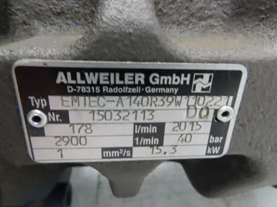 Allweiler EMTEC-A140R39W110221 Three Screw Coolant Pump 178 L/Min 580 PSI