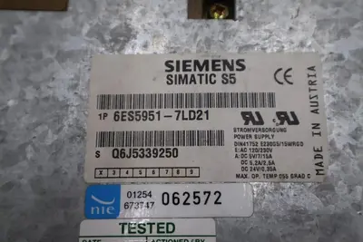 SIEMENS 6ES5951-7LD21 POWER SUPPLY MODULE SIMATIC S5 951 7/15 AMP STOCK 5374