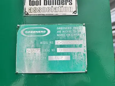 USED GREENERD PRESSES GREENERD HC-200-60Y12 PRESS