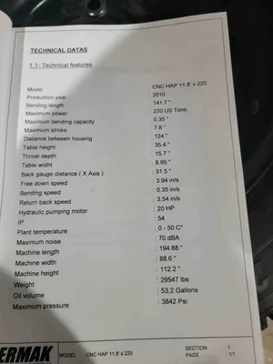 USED 2010 ERMAKSAN CNC HAP 11.8X220