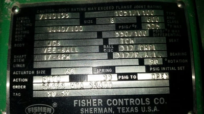 Fisher 8" 600 Class WCB Steel Vee-Ball Control Valve